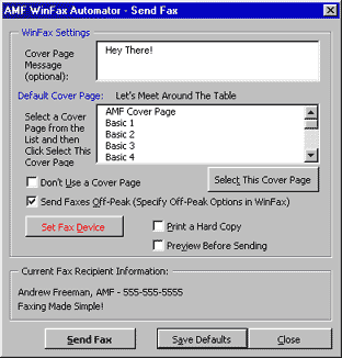 WinFax Pro Automator for Word Screenshot